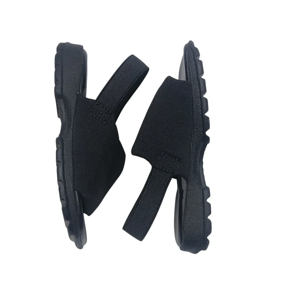 Smart Sandals Kids 5 Black Elastic Slingback‎ Fabric Upper Lug Sole Slides